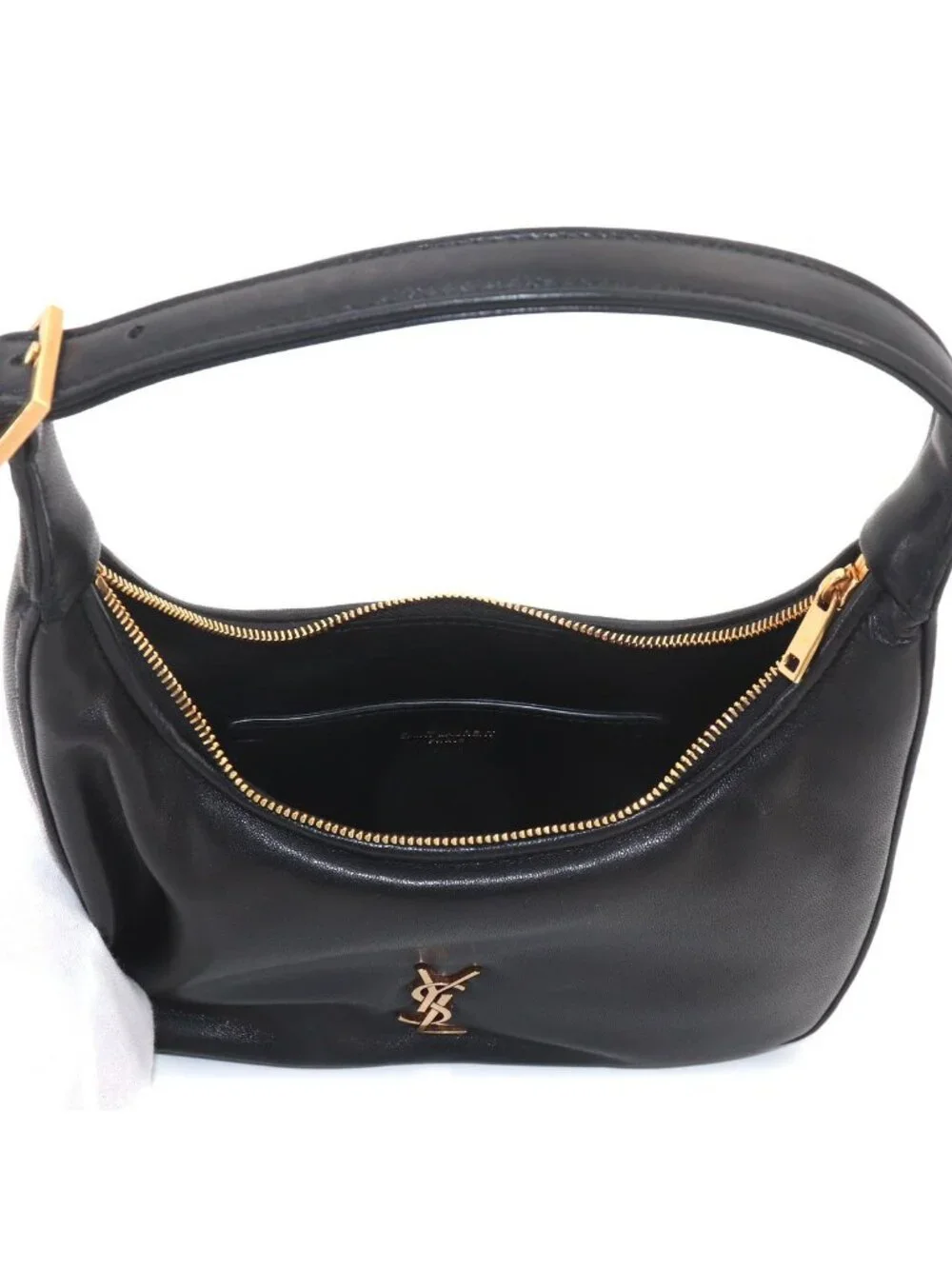 Saint Laurent Calypso Mini Hobo Hand Leather Black Gold